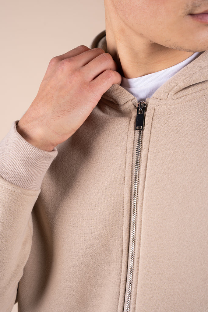 Premium Luxe Zip Up Hoody - Taupe