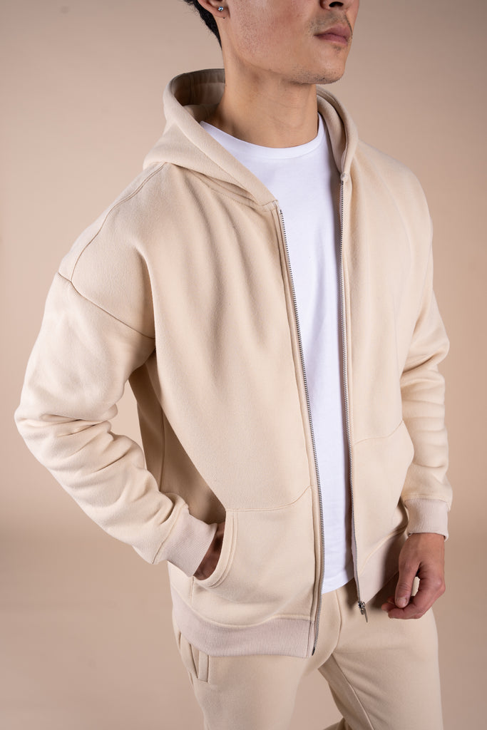 Premium Luxe Zip Up Hoody - Stone