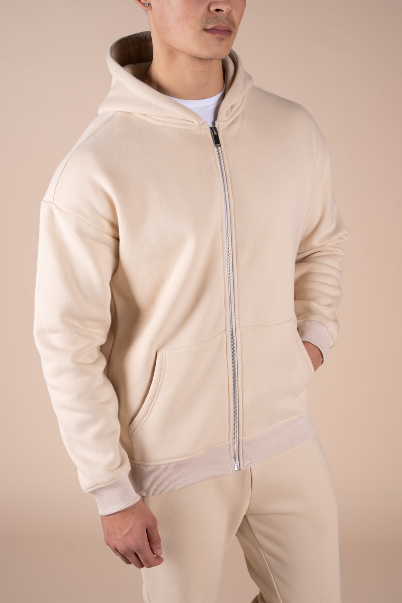 Premium Luxe Zip Up Hoody - Stone