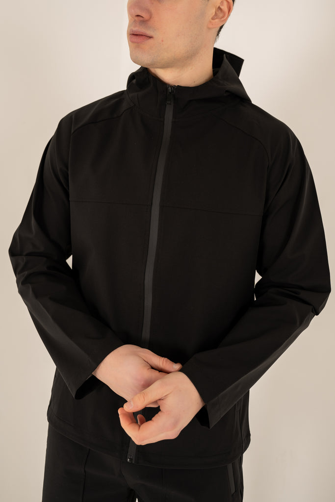 Pinnacle Brushed Technical Windbreaker Jacket - Black