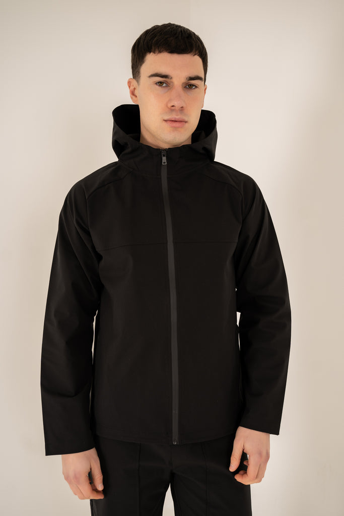 Pinnacle Brushed Technical Windbreaker Jacket - Black