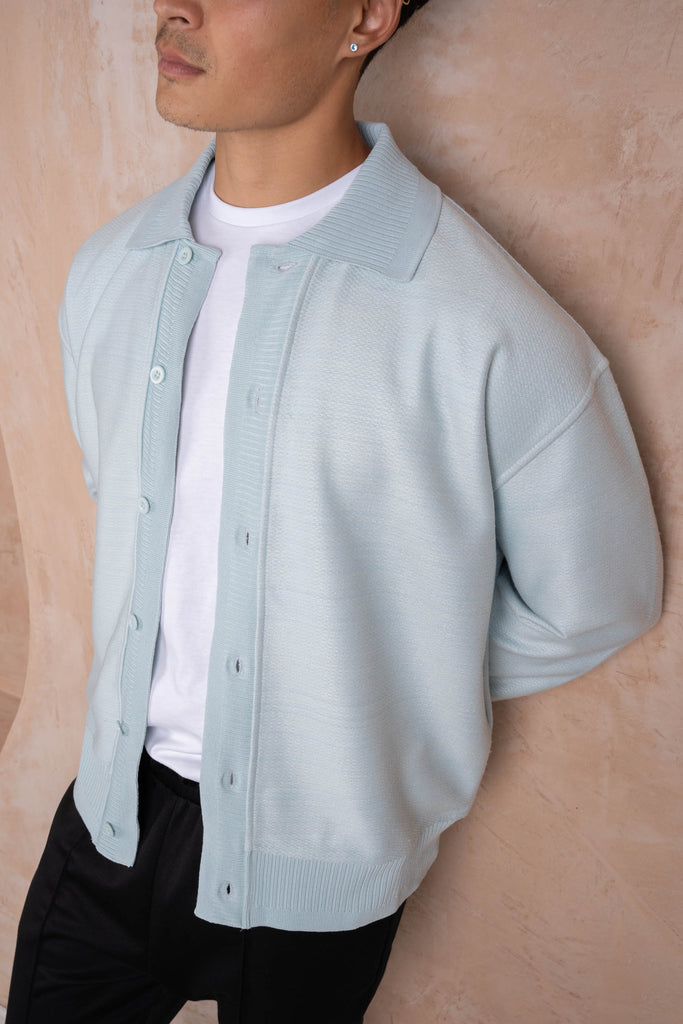 Premium Textured Cardigan - Soft Teal