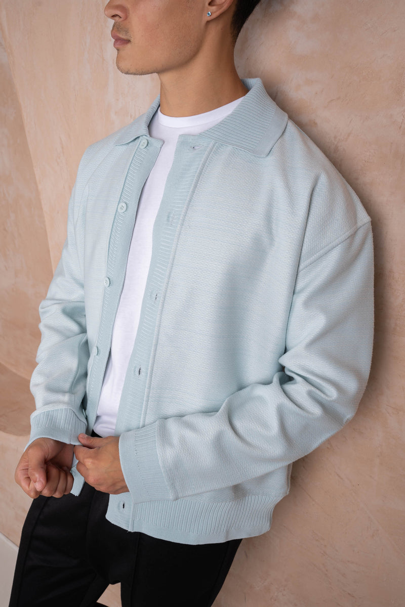 Premium Textured Cardigan - Soft Teal