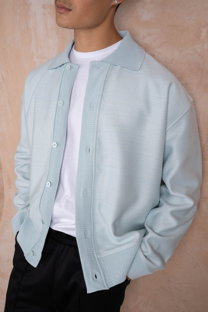 Premium Textured Cardigan - Soft Teal