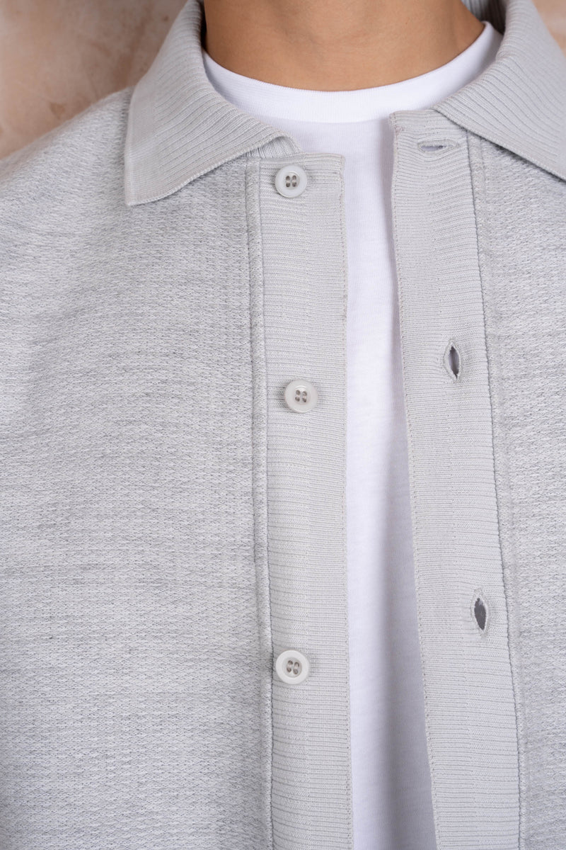 Premium Textured Cardigan - Light Grey