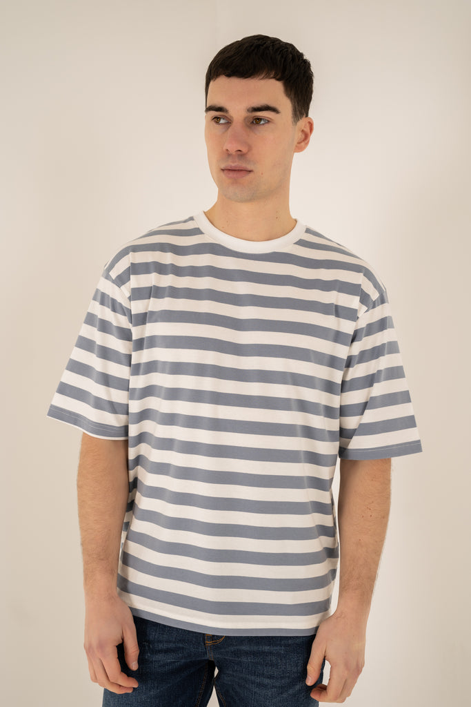 Relaxed Fit Stripe T-Shirt - Blue