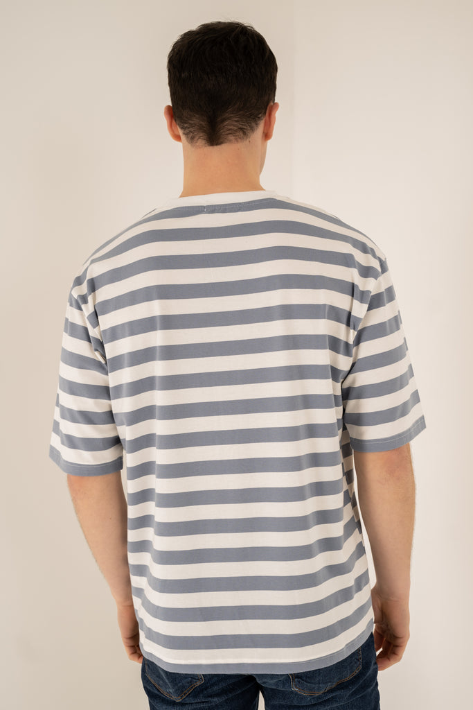 Relaxed Fit Stripe T-Shirt - Blue
