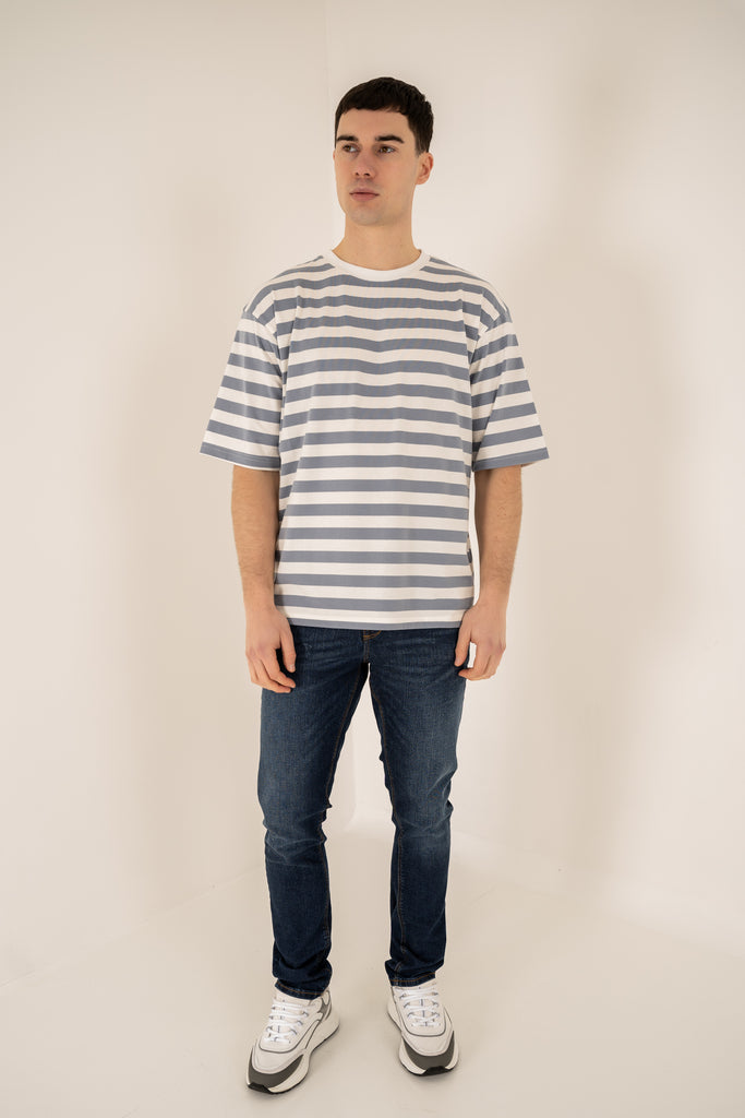 Relaxed Fit Stripe T-Shirt - Blue