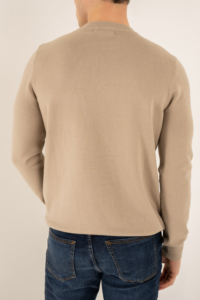 Ultra Fine Knit Crew Neck Jumper - Taupe