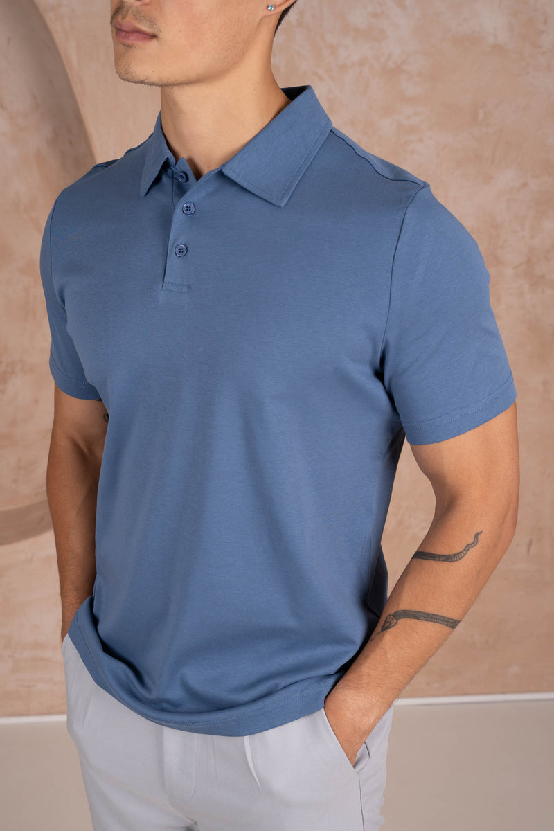 Premium Mercerised Cotton Polo - Navy