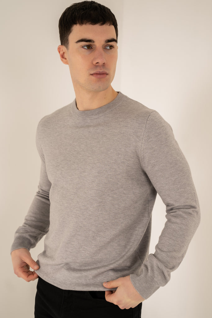 Ultra Fine Knit Crew Neck Jumper - Grey