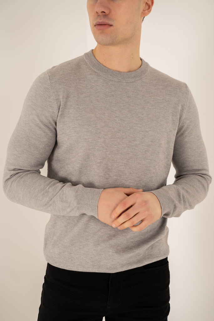 Ultra Fine Knit Crew Neck Jumper - Grey