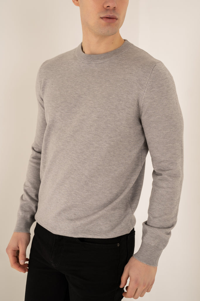 Ultra Fine Knit Crew Neck Jumper - Grey