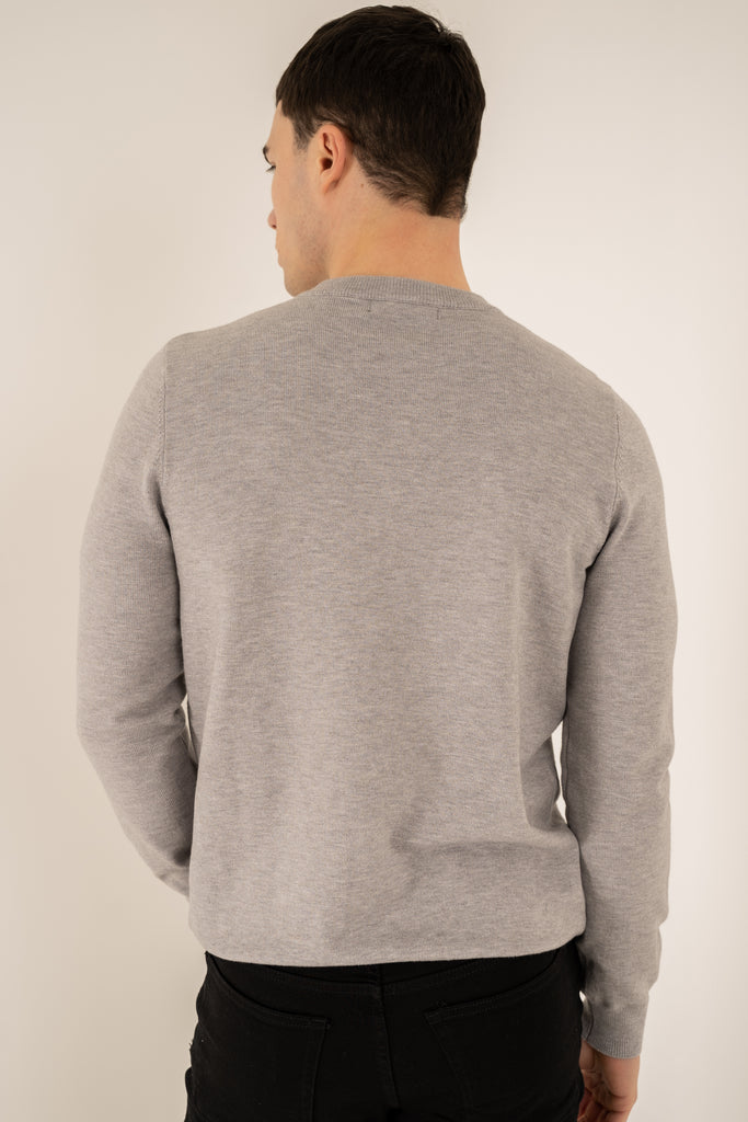Ultra Fine Knit Crew Neck Jumper - Grey