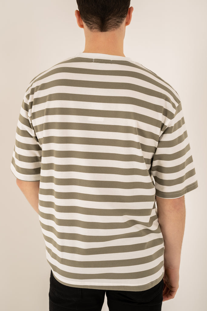 Relaxed Fit Stripe T-Shirt - Taupe