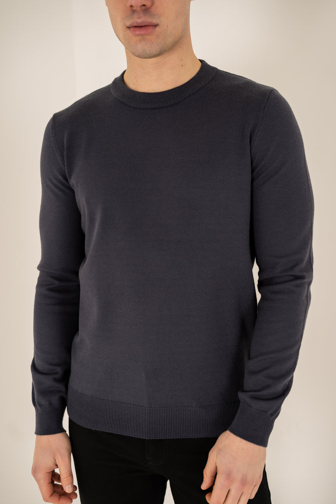 Ultra Fine Knit Crew Neck Jumper - Navy