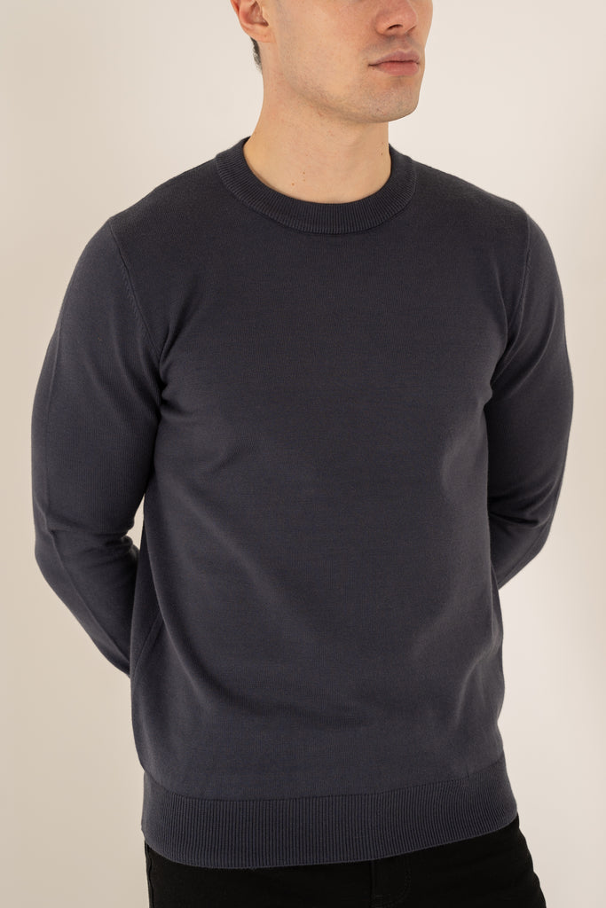 Ultra Fine Knit Crew Neck Jumper - Navy