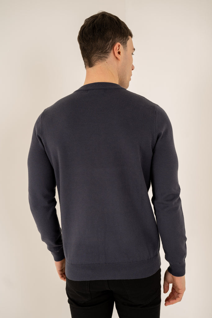 Ultra Fine Knit Crew Neck Jumper - Navy