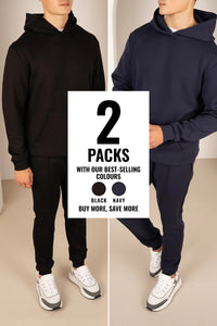 Essential Scuba Hoodie and Joggers Set - 2 Colours (Black and Navy) - 2 Pack
