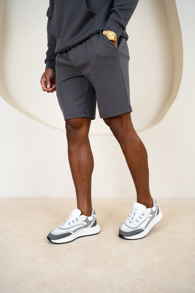 Short interlock à plis - Gris clair