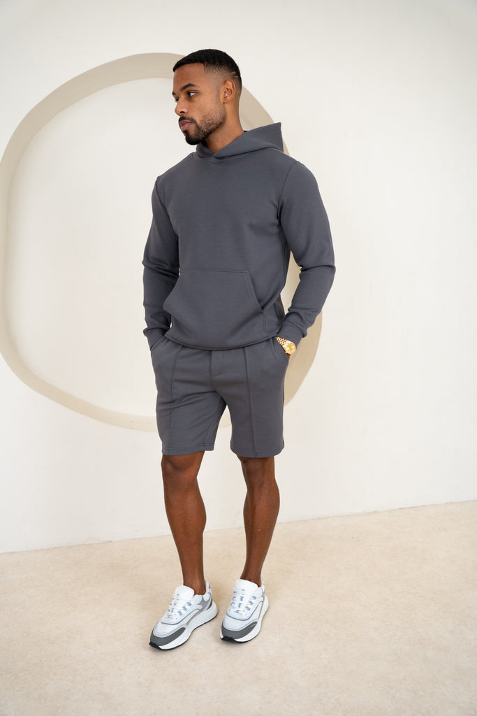 Short interlock à plis - Gris clair