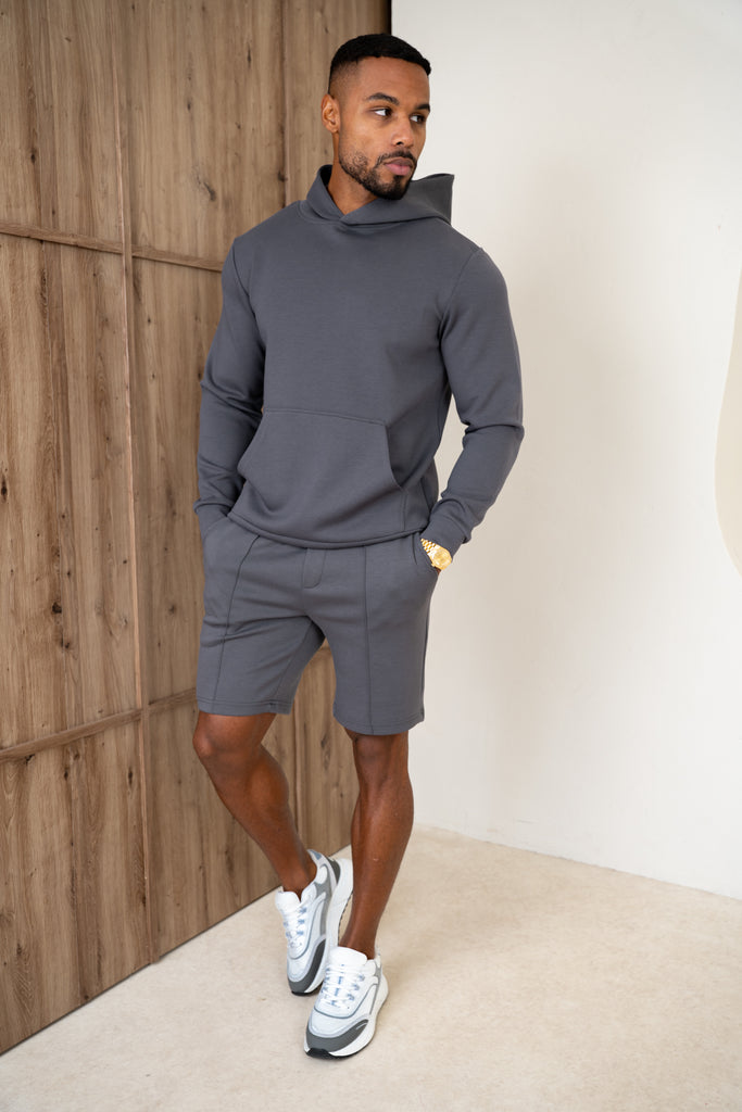 Short interlock à plis - Gris clair