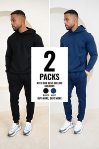 Essential Scuba Hoodie and Joggers Set - 2 Colours (Black and Navy) - 2 Pack