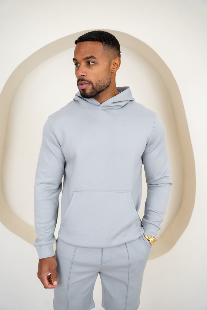 Short interlock à plis - Gris clair
