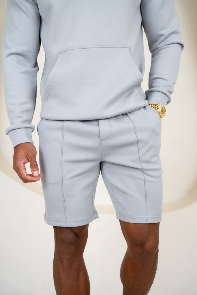 Short interlock à plis - Gris clair