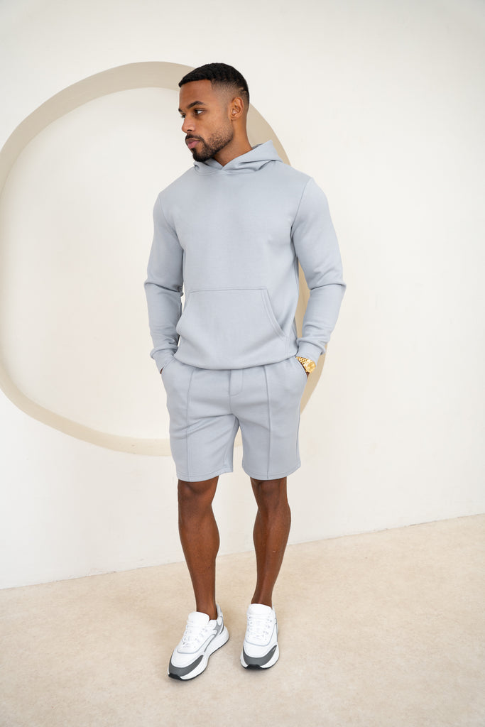 Short interlock à plis - Gris clair