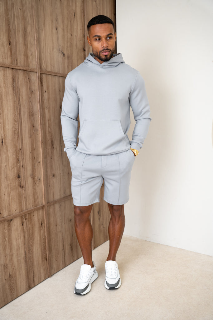 Short interlock à plis - Gris clair