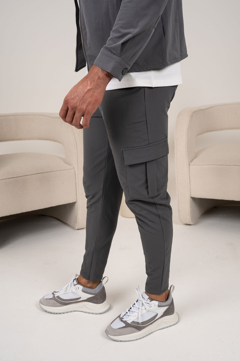 Premium Detail Cargo Jacket - Charcoal