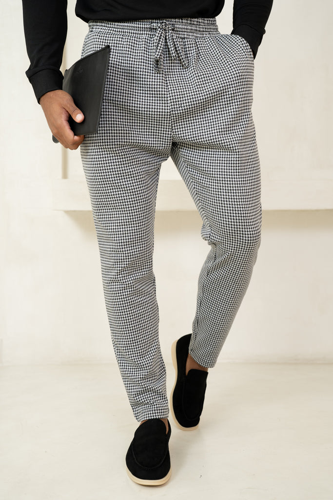 Houndstooth Tailored Pant - Black