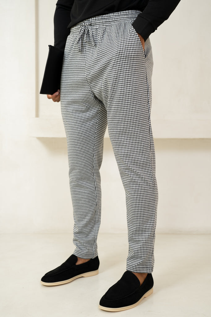 Houndstooth Tailored Pant - Black