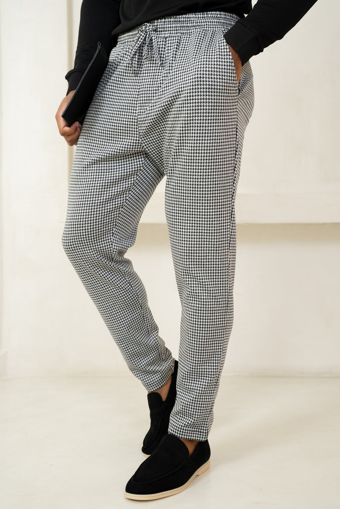 Houndstooth Tailored Pant - Black