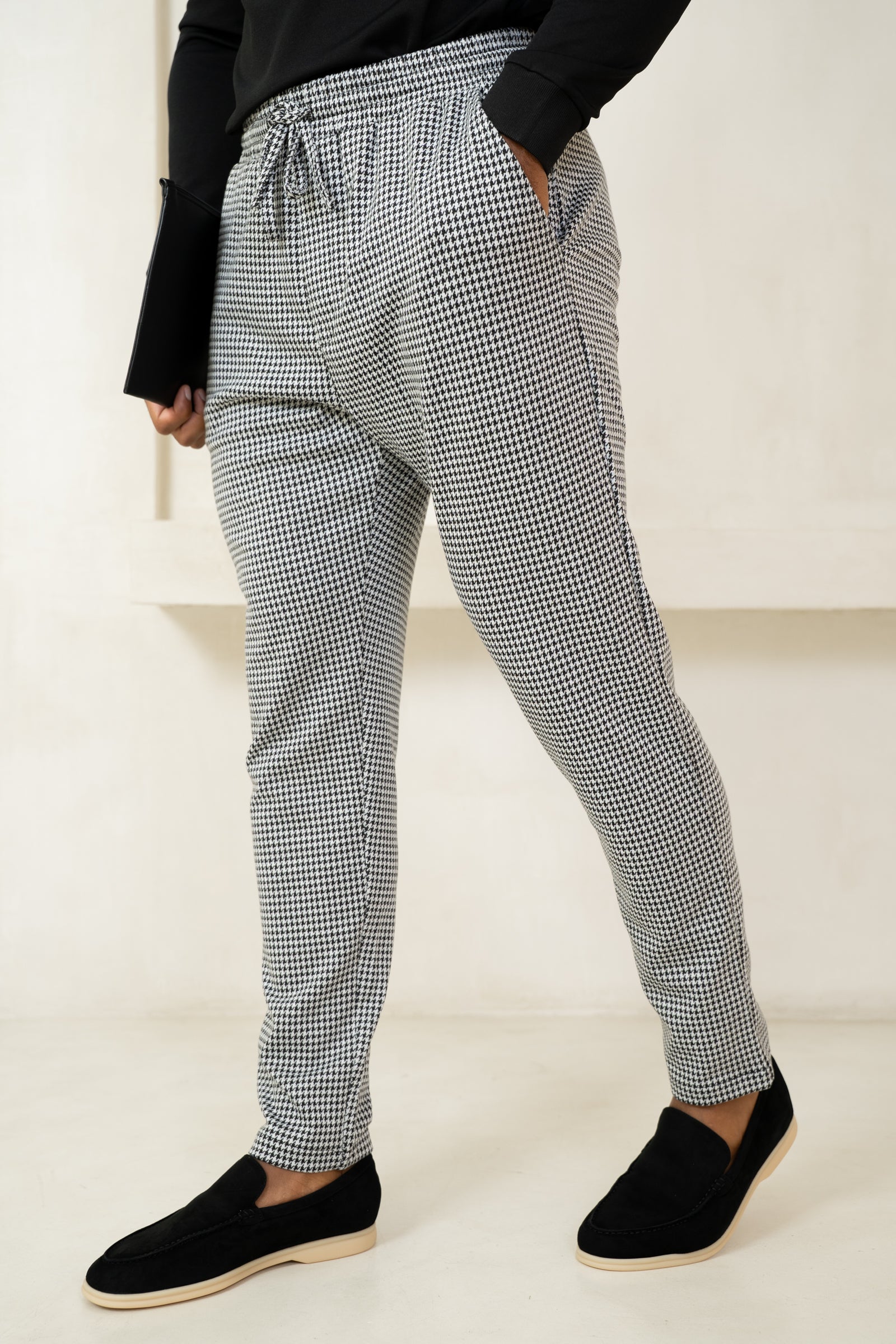 Houndstooth Tailored Pant - Black
