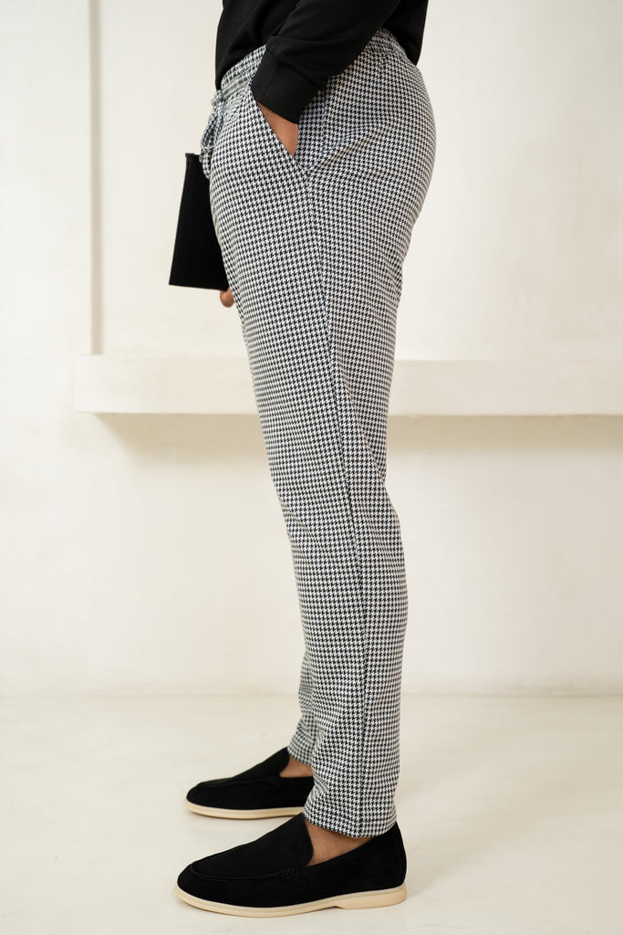 Houndstooth Tailored Pant - Black