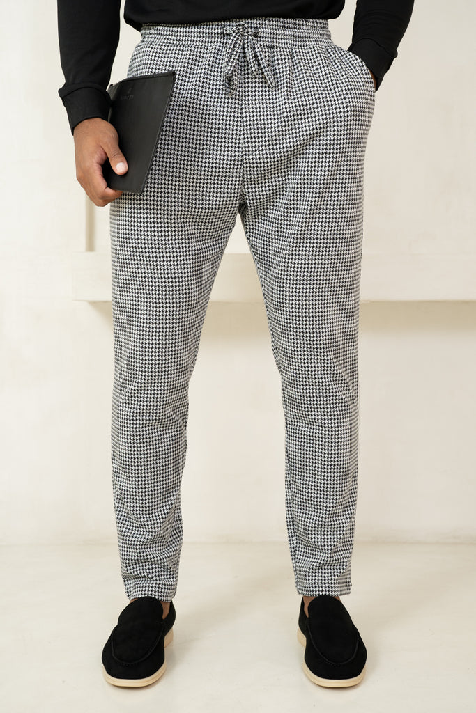 Houndstooth Tailored Pant - Black