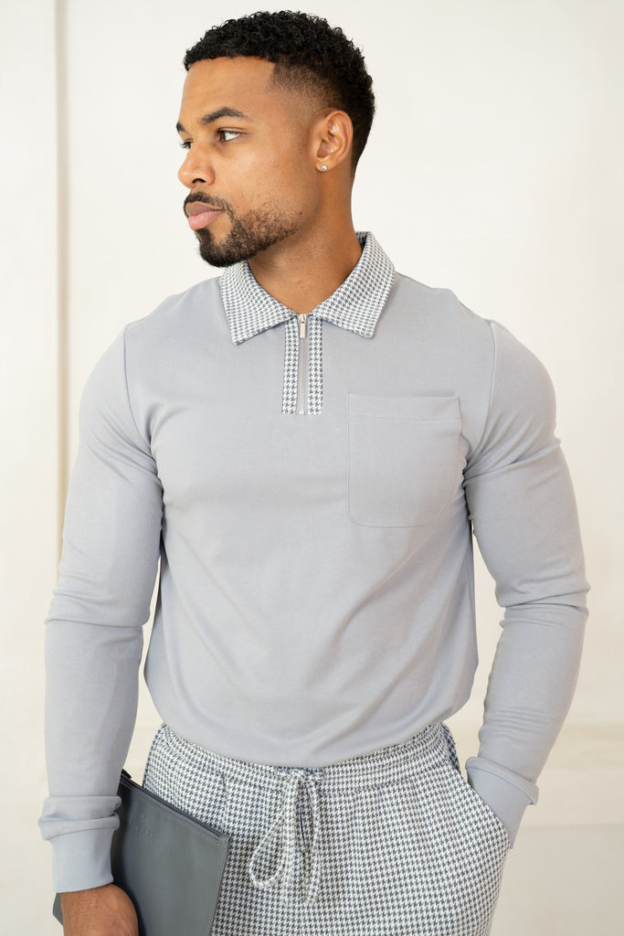 Houndstooth Tailored Pant - Grey