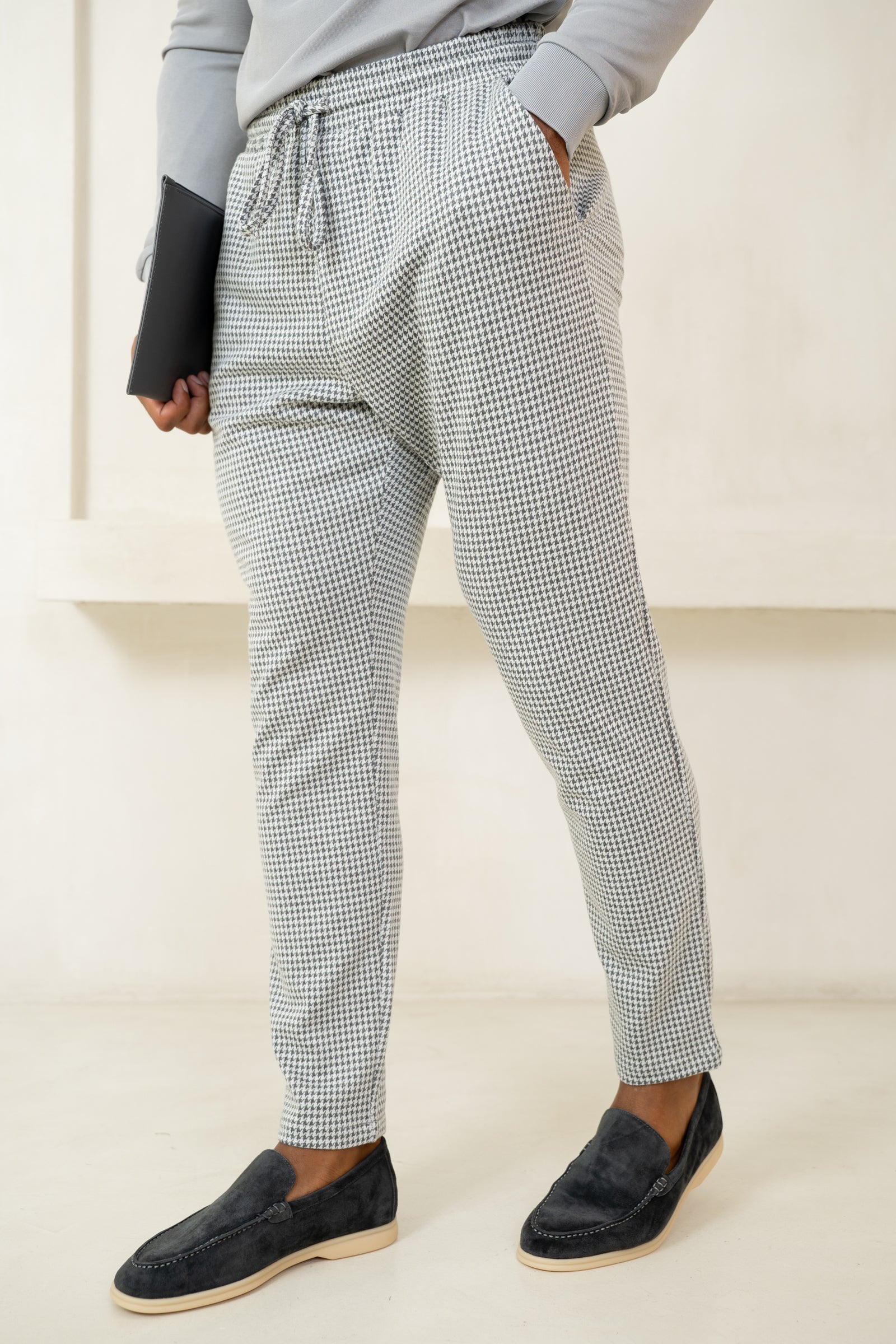 Houndstooth Tailored Pant - Grey