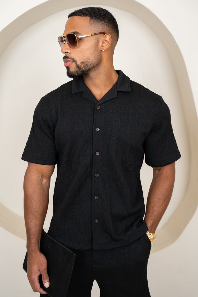Jacquard Oversized Resort Shirt - Black