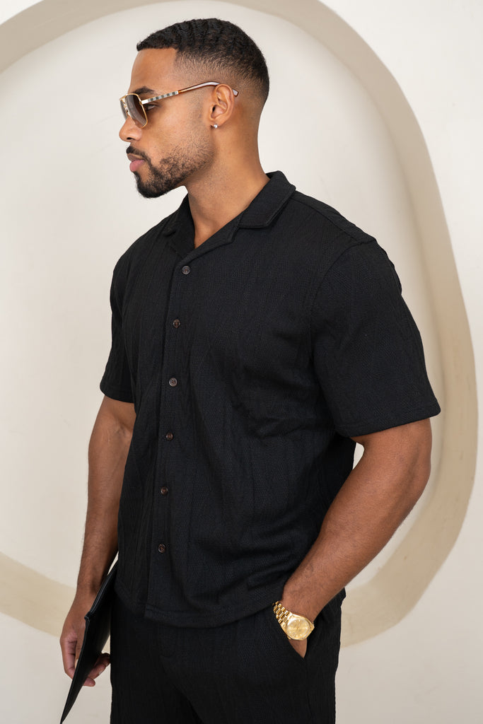 Jacquard Oversized Resort Shirt - Black