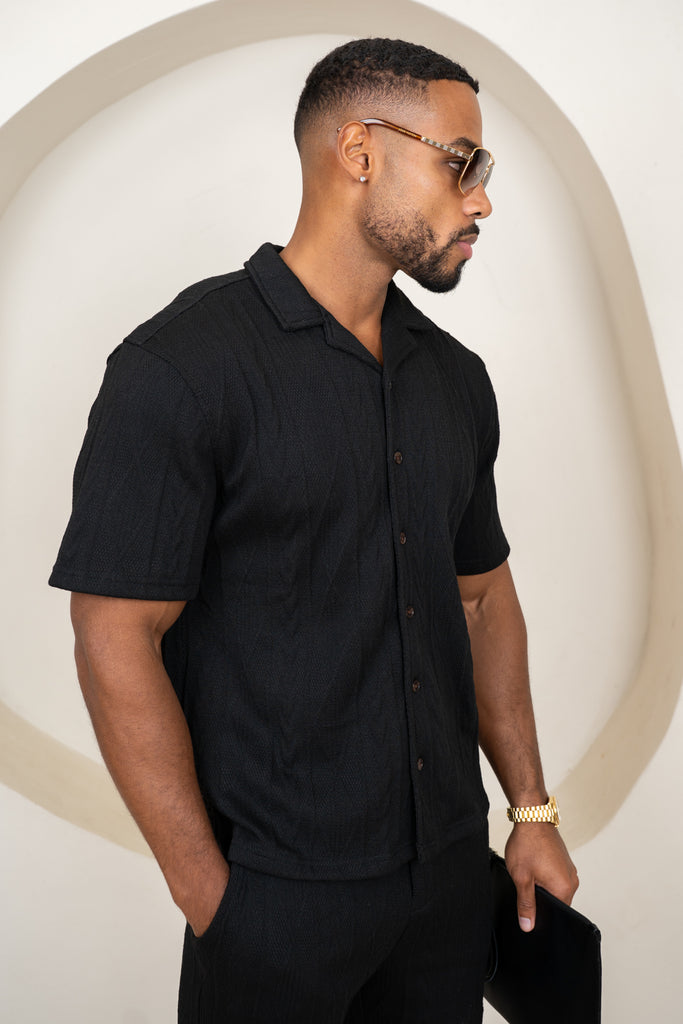 Jacquard Oversized Resort Shirt - Black