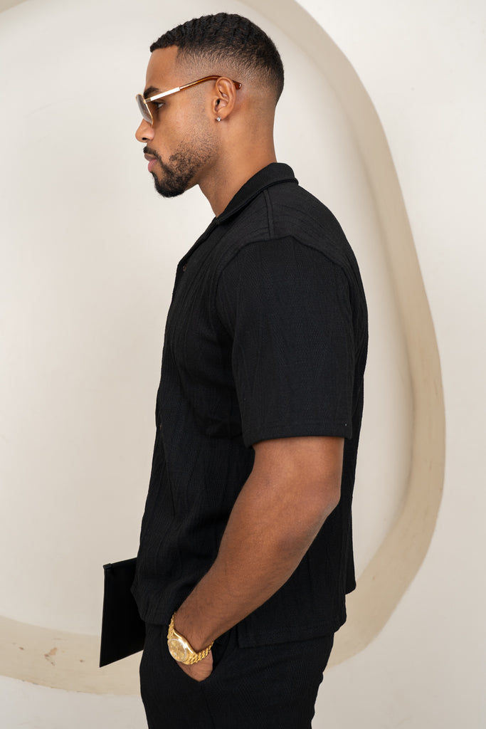 Jacquard Oversized Resort Shirt - Black