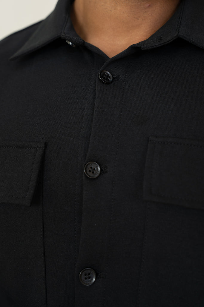 Chemise overshirt en jersey interlock - Noir