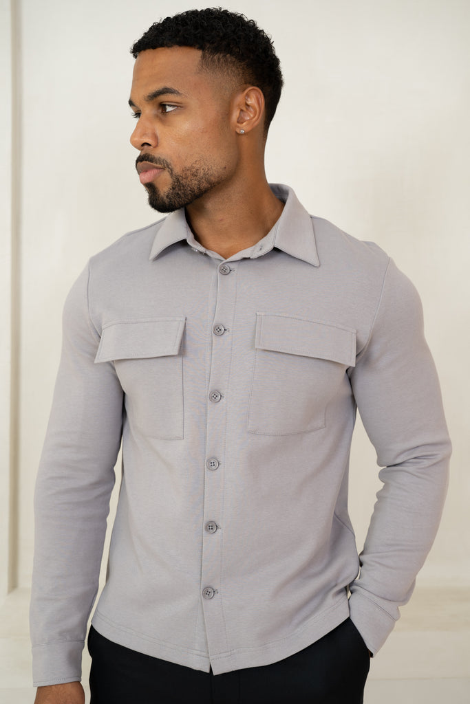 Jersey Interlock Overshirt - Grey