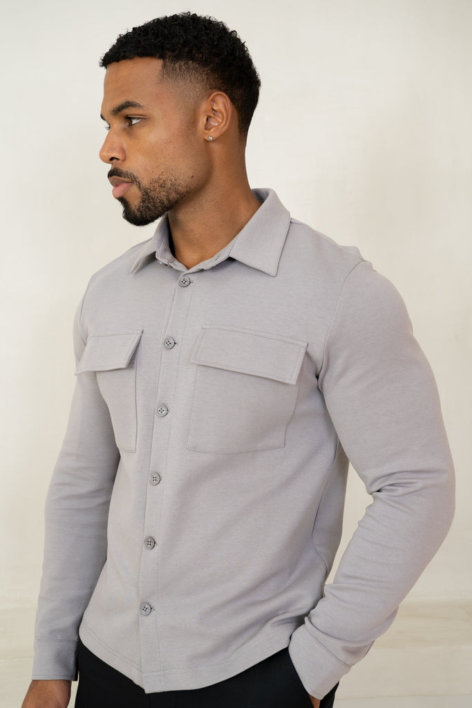 Jersey Interlock Overshirt - Grey