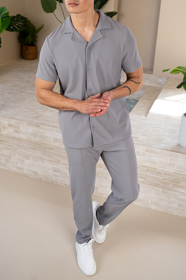 Pleated Slim Fit Trouser - Grey