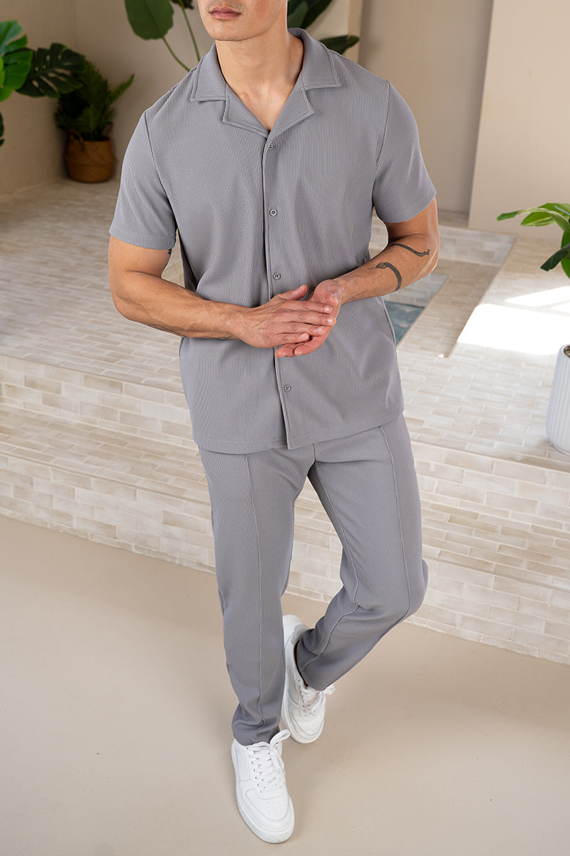 Pleated Slim Fit Trouser - Grey