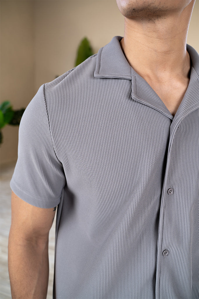 Pleated Slim Fit Shirt - Grey